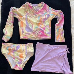 OP Kids Swim Rashguard Set - Multicolor and Lavender nwt